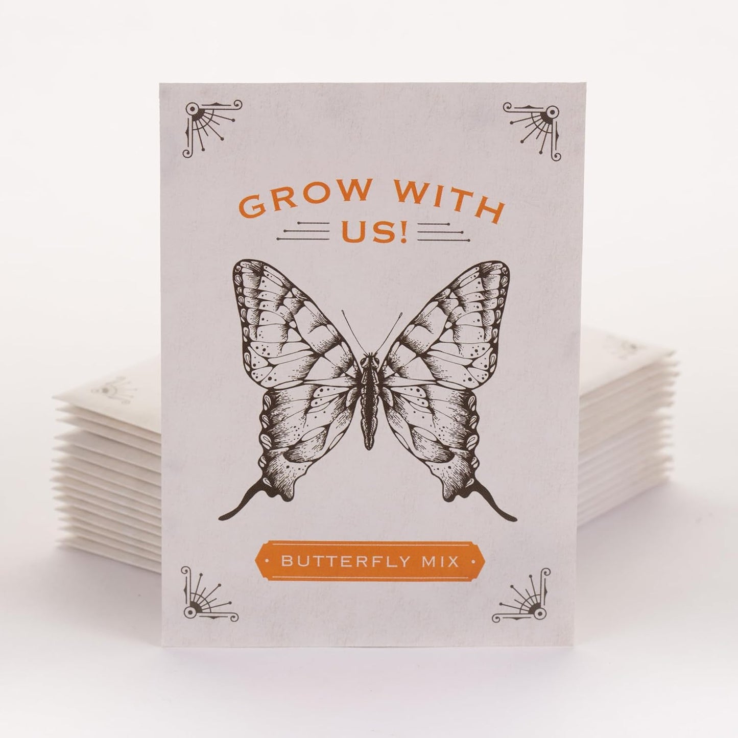 Bentley Seeds Grow with Us Pre Filled Butterfly Mix Seed Packets - 25 Individual Assortment Butterfly Mix Seed Packs for Party Favors Non-GMO Eco-Friendly Summer to Fall Gift - Outdoor Garden Seeds