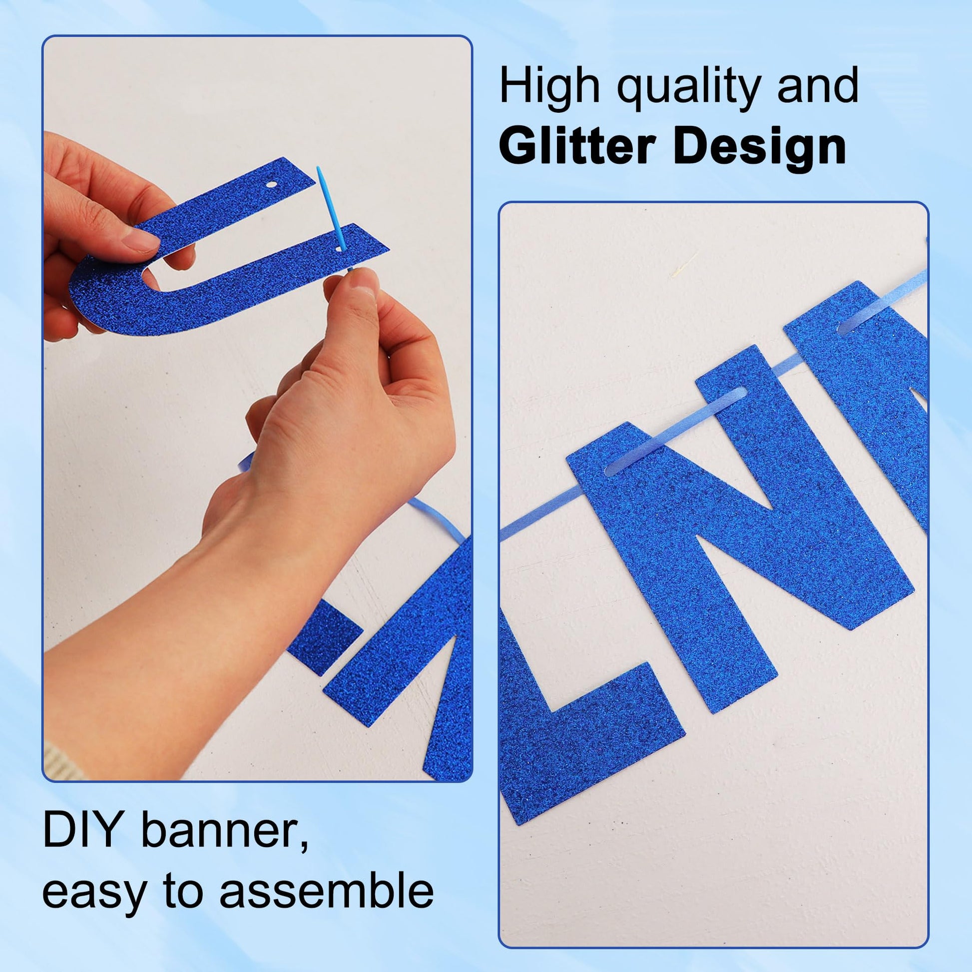 BEISHIDA Glitter Blue 116 PCS A-Z DIY Letter Custom Banner Party Decor