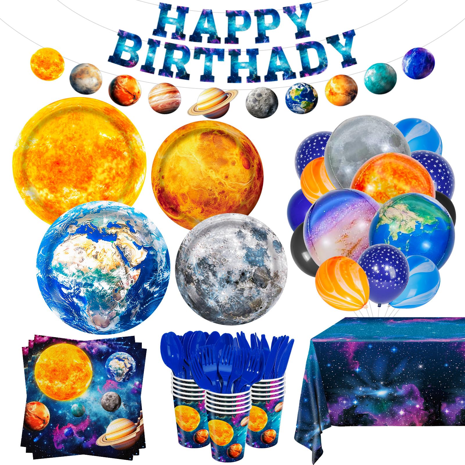 182pcs Outer Space Birthday Party Birthday Supplies Space Plates Napkins