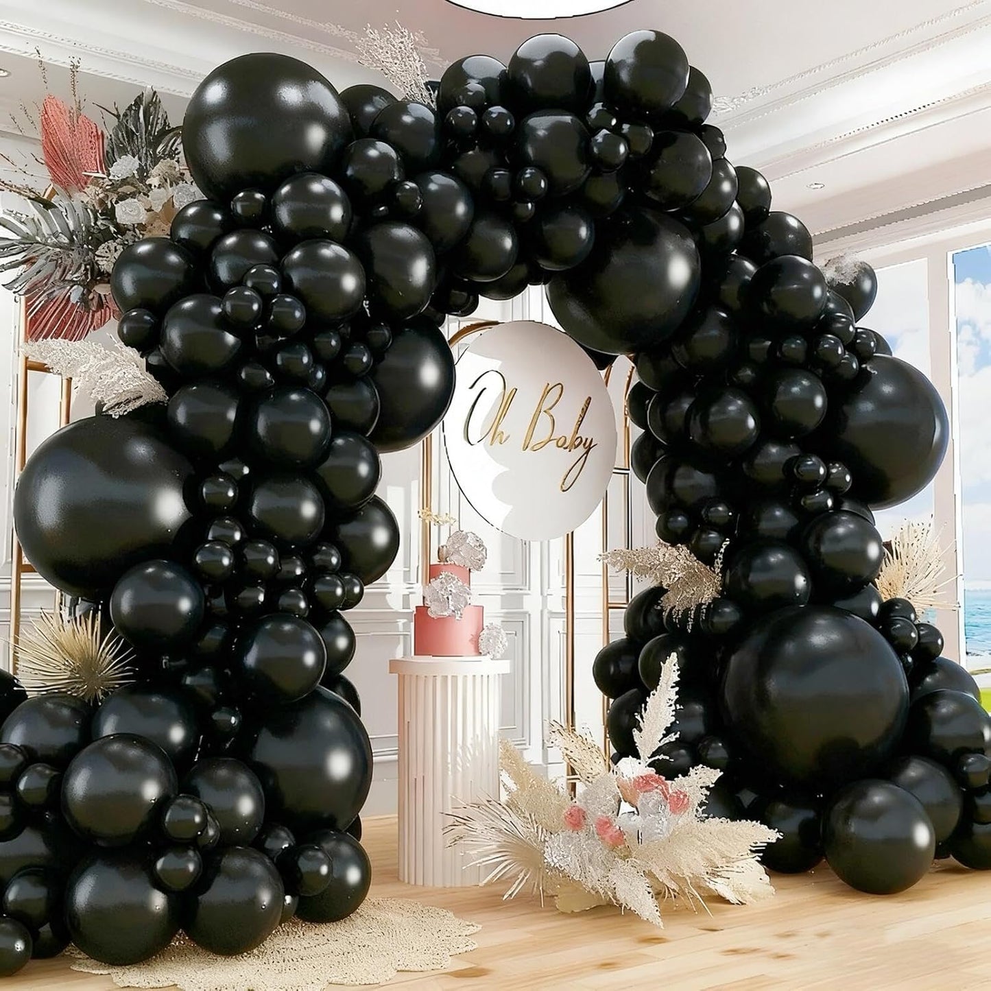 412pcs Black Balloons 18 12 10 5 Inch Black Balloon Garland Arch Kit Different Sizes Matte Latex Balloons for Baby Shower Birthday Wedding Party Decorations