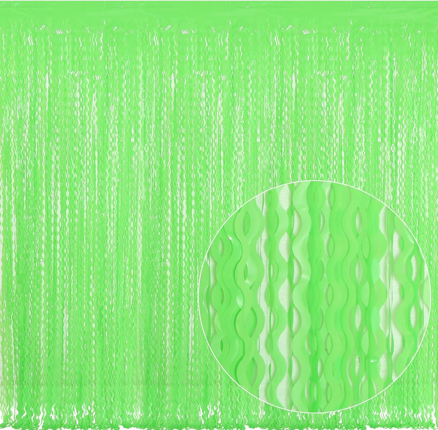 4 Pack Wavy Green Tinsel Backdrop Curtain - 3.3 ft x 6.6 ft Green Foil Fringe Curtains Photo Booth Prop Backdrop Streamer Birthday Party Decor
