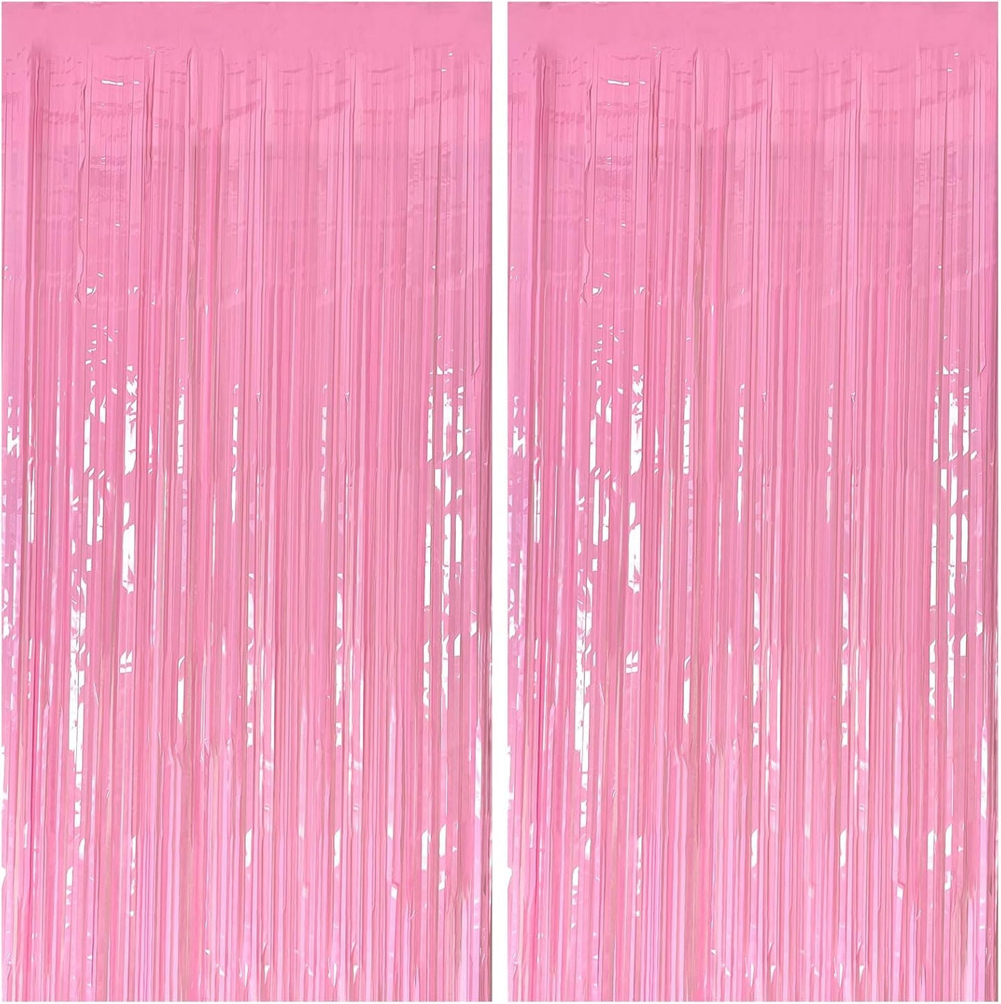 2 Pack Foil Curtain Pink Backdrop Streamers Metallic Tinsel Fringe Curtains Photo Booth Props for Birthday Wedding Engagement Bachelorette Christmas Holiday Celebration Party Decorations