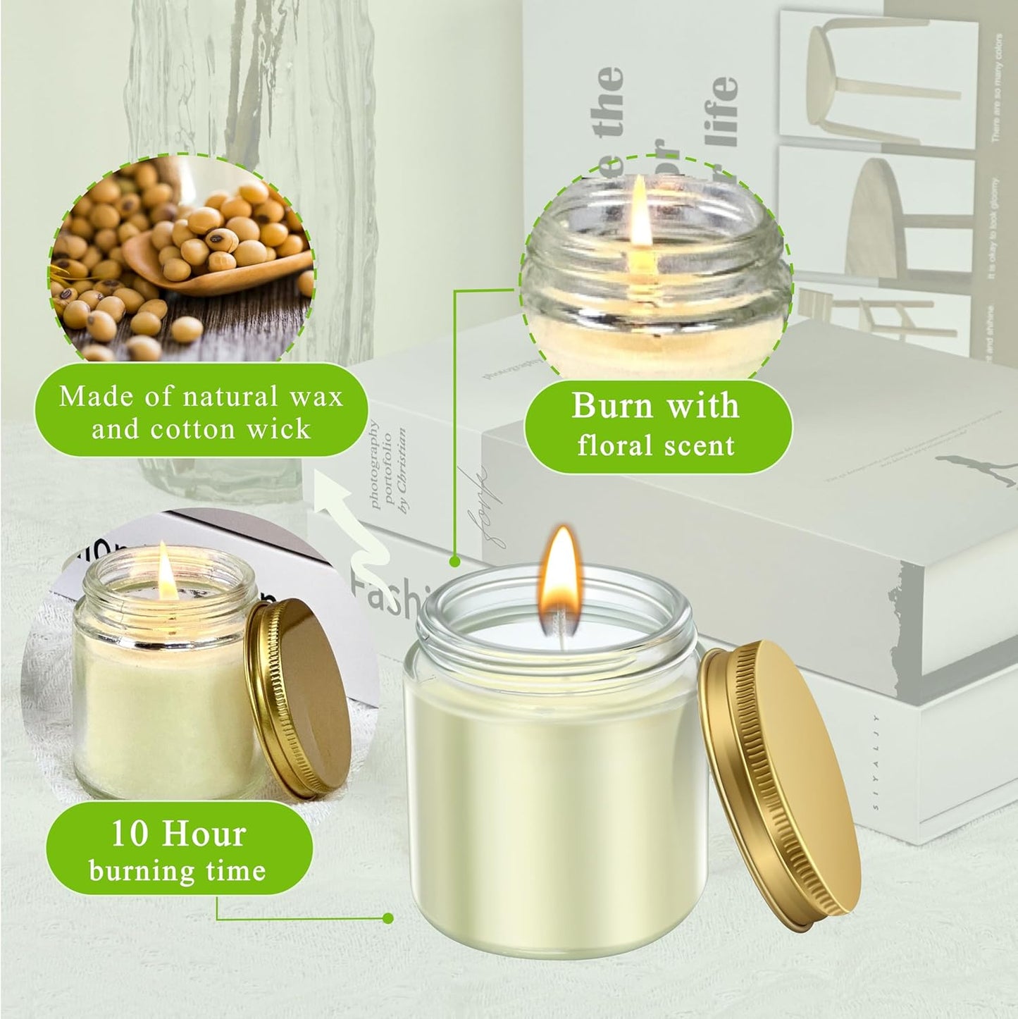 ACITHGL 36 Pcs 4oz Mini Mason Jar Candles Small Scented Candles Bulk Aromatherapy Ideal Souvenir Favors for Wedding Birthday Party (Sage, Mint, Citronella, Gold)