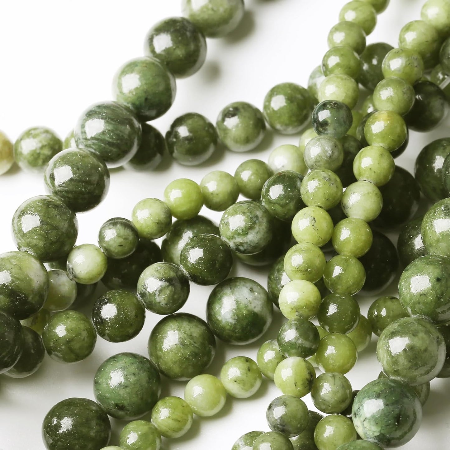 Matcha Green Jade Stone Beads Gemstone Round Crystal Energy Jade Beads Stone Beads for Jewelry Making DIY Bracelet Necklace Jewelry Making 1 Strand 15.5inch 60PCS 6MM