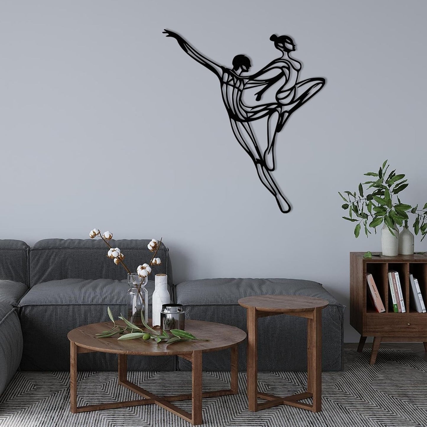 Wita Home Dancing Couple Metal Wall Art, Modern Minimalist Line Art Sculpture, Over the Bed Home Décor, Elegant Ballet-Inspired Design, Metal Wall Sculpture for Living Room, Bedroom (24x20 inches)