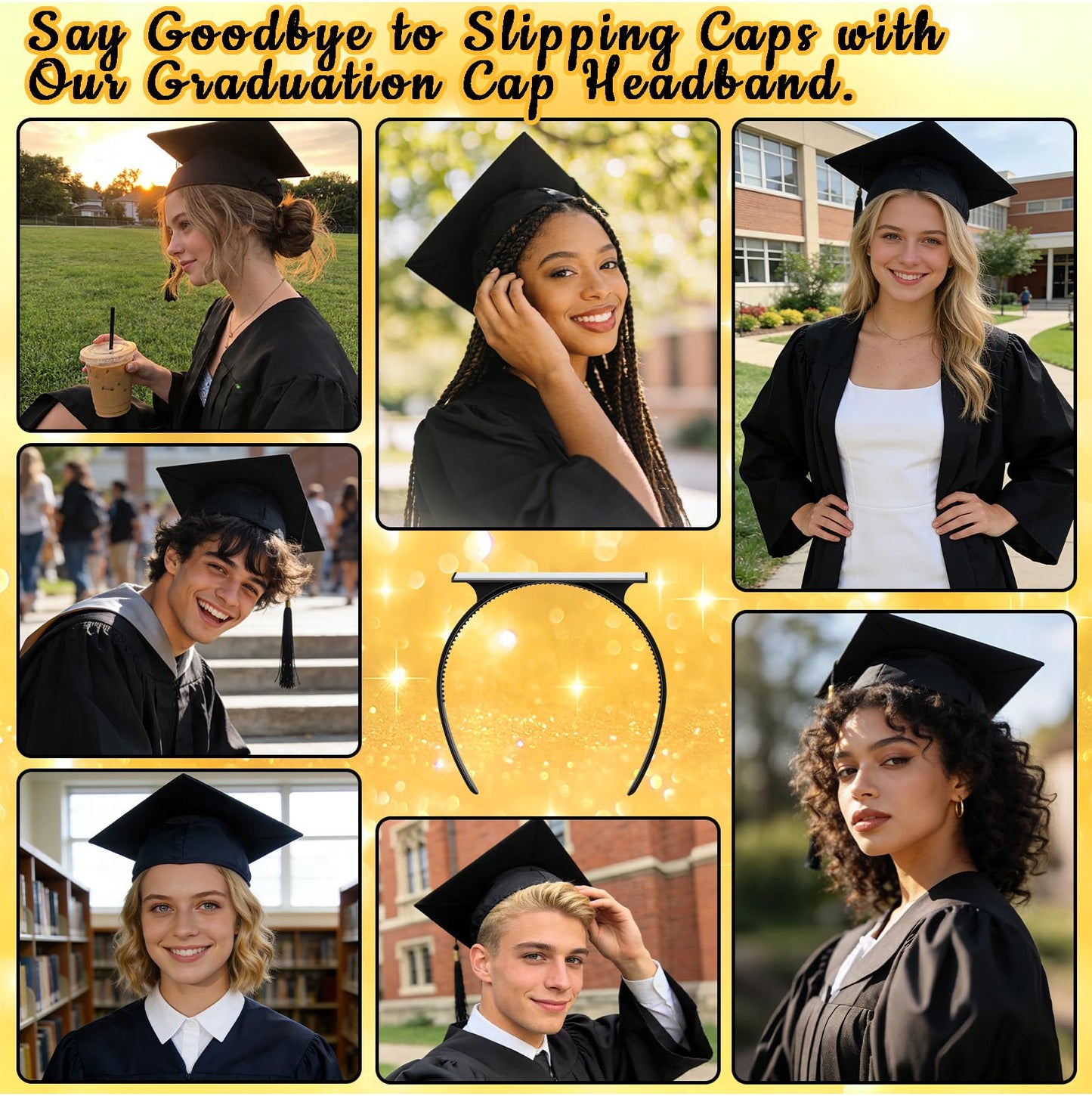 Sofeavo Graduation Cap Headband Insert - Secure Grad Cap Headband for Graduates, Women & Students
