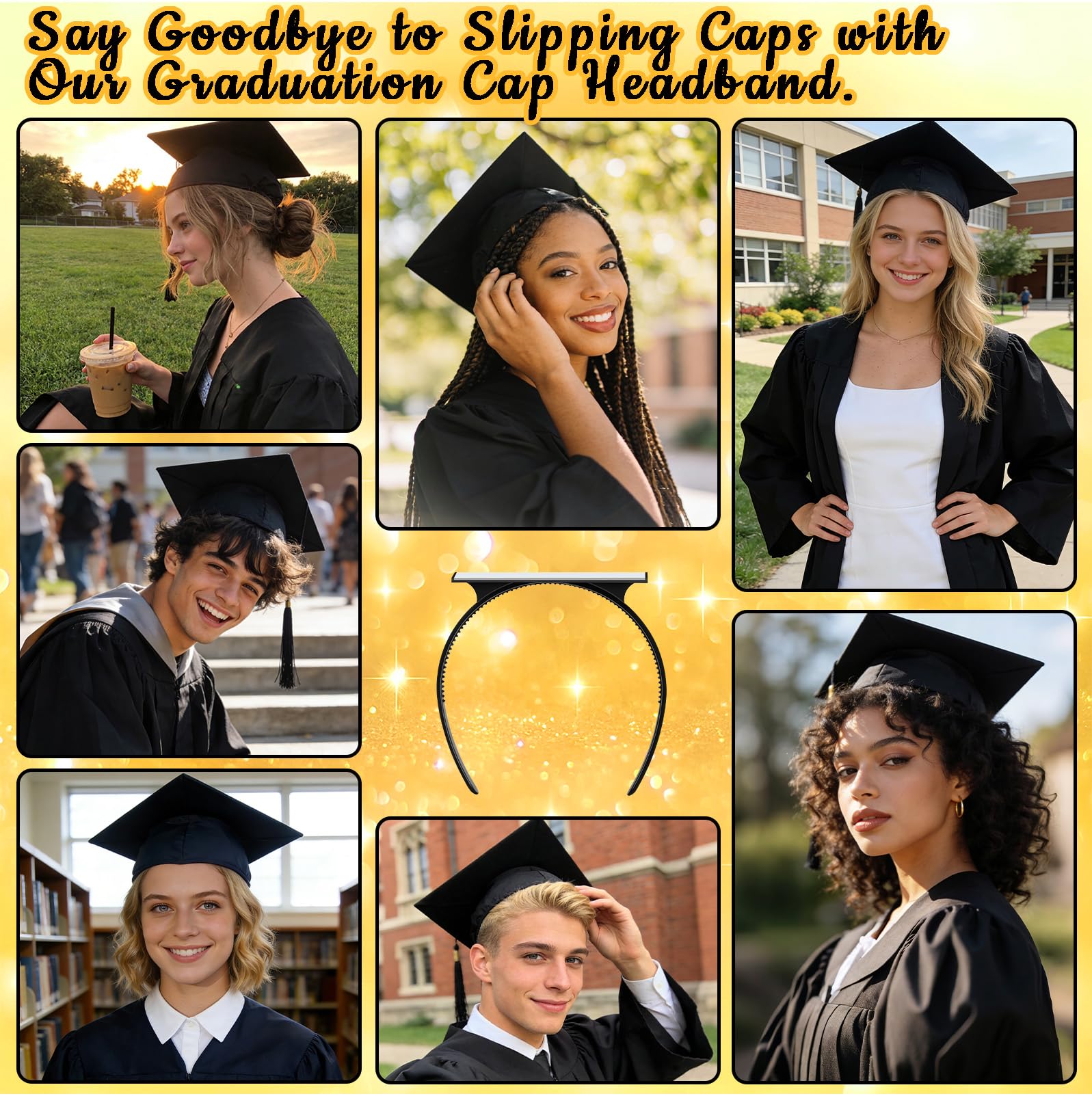 Sofeavo Graduation Cap Headband Insert - Secure Grad Cap Headband for Graduates, Women & Students