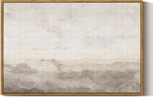 ARPEOTCY Large Framed Canvas Wall Art, 24x36 Inch, Modern Minimalist Abstract Art Prints, Contemporary Neutral Beige Decor for Living Room Hallway Bedroom Fireplace, Sandstone Textured Decor