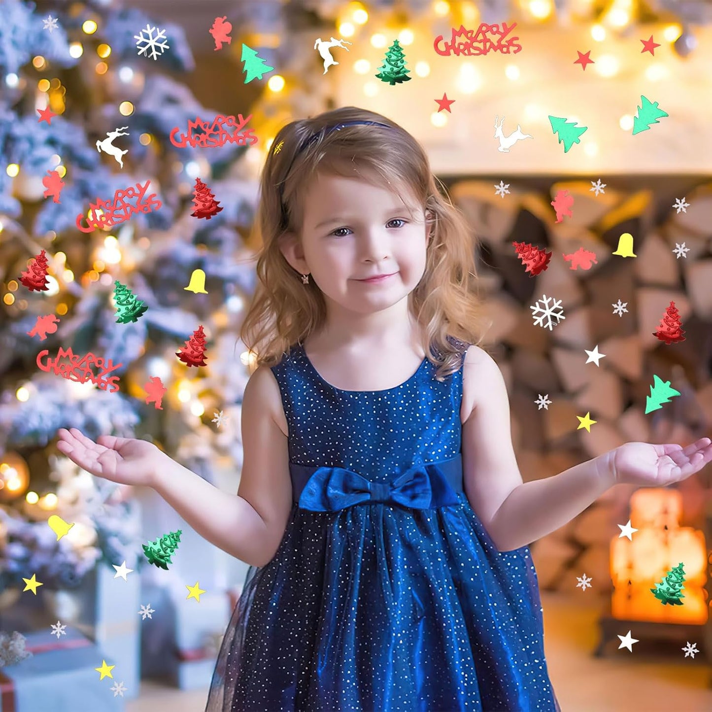 MARFOREVER Christmas Glitter Confetti, ChristmasTable Confetti Decorations Red Green White Sprinkles Santa Claus Tree Elk Snowflake Scatter for Christmas Party Supplies