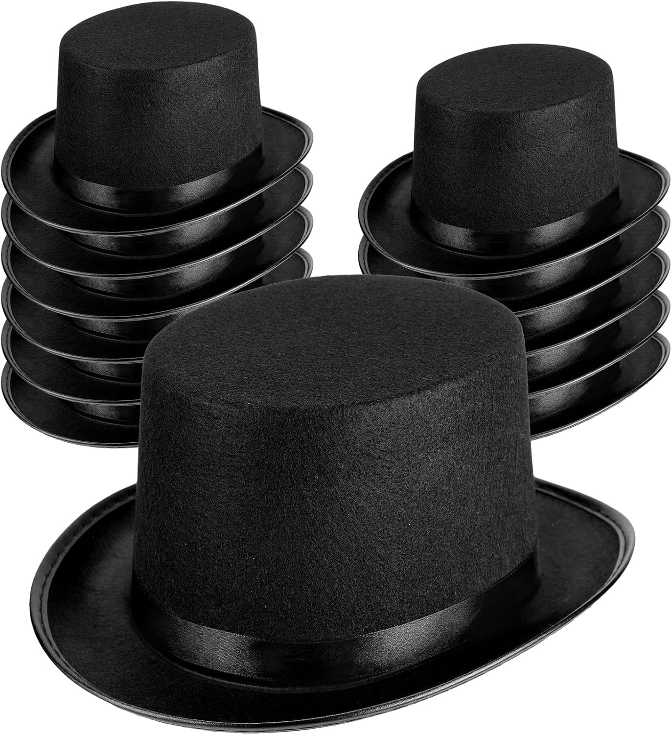 Loopeer 12 Pcs Black Felt Magician Hats - Unisex Formal Costume Novelty Hat for Men Women Dress Up Fancy Circus Birthday Party Supplies Favors