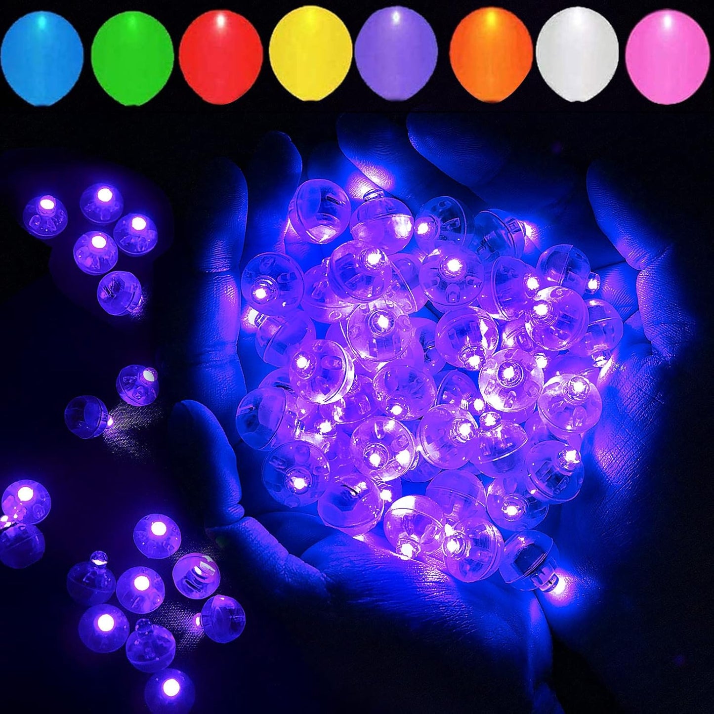 50pcs LED Purple Balloon Light, Round Led Mini LED Lights for Paper Lantern Balloon Indoor Outdoor Party Event Fun, Birthday Party Wedding Decoration Supplies