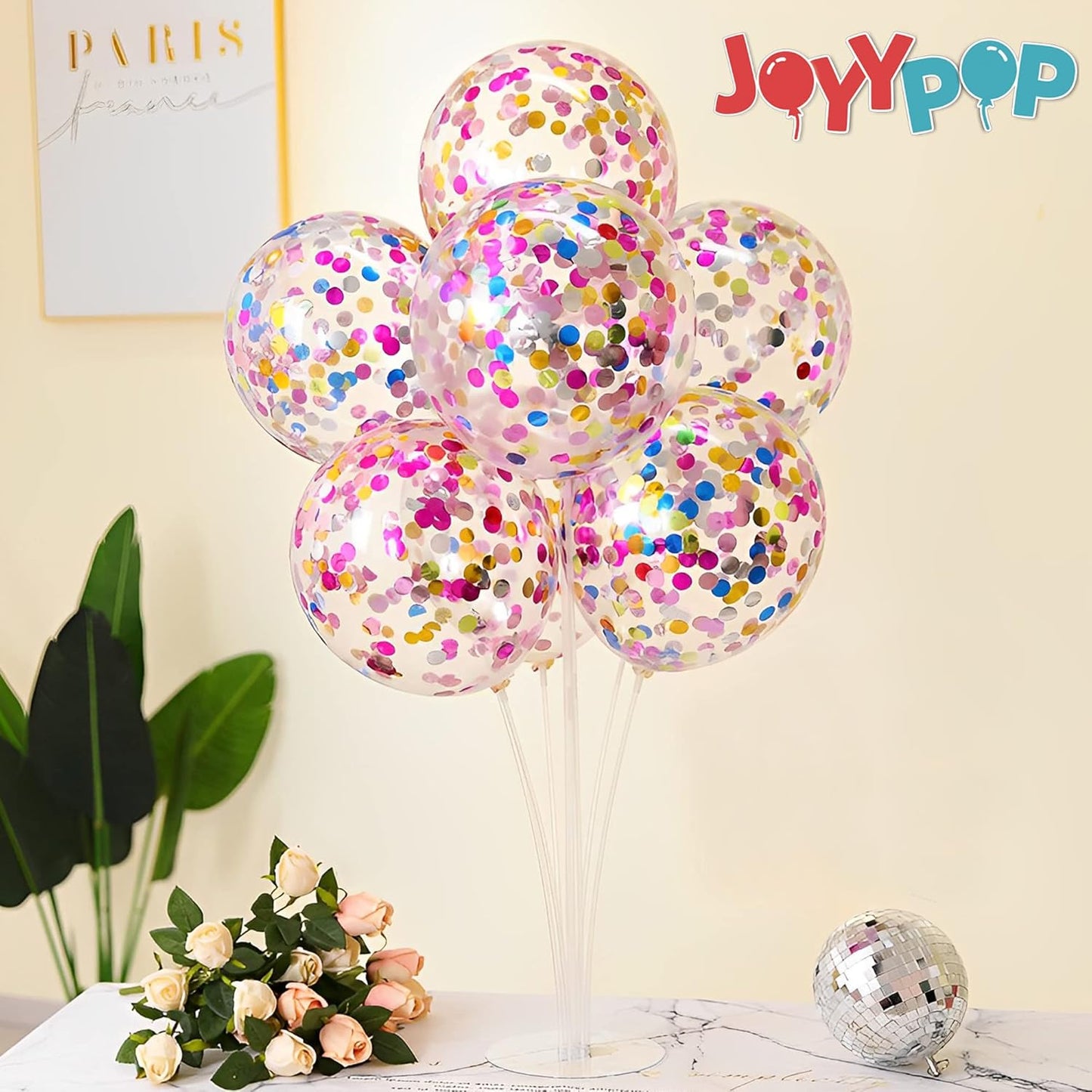 JOYYPOP 8 Sets Balloon Stand Kit For Table, Balloon Sticks with Base Birthday Graduation Party Decorations Wedding