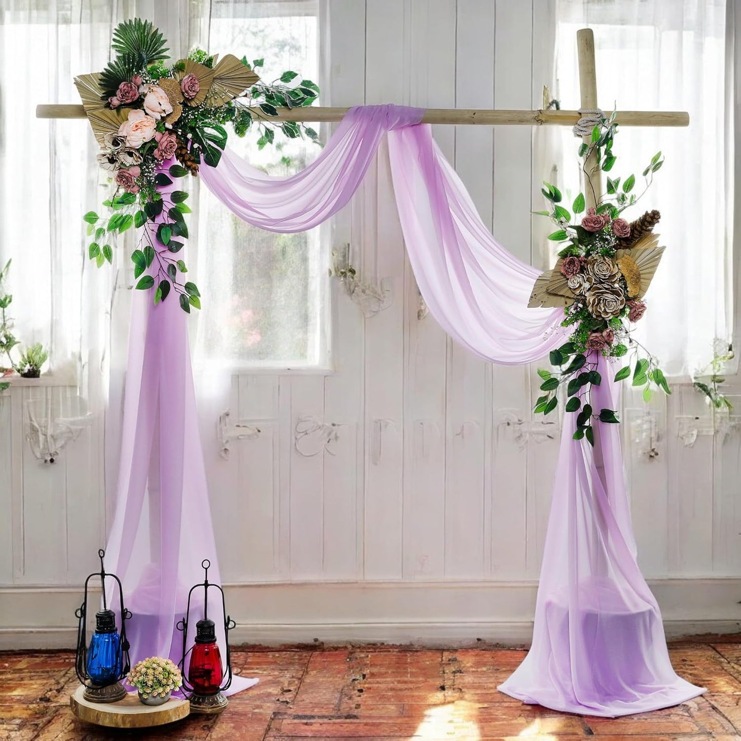 MDS Halloween Chiffon Draping Fabric - 2 Panel, 30" Wide x 50ft Long - Sheer Spooky Arbor & Canopy Drapery for Haunted House Backdrops, Party Ceilings, DIY Costumes & Themed Events - Orchid