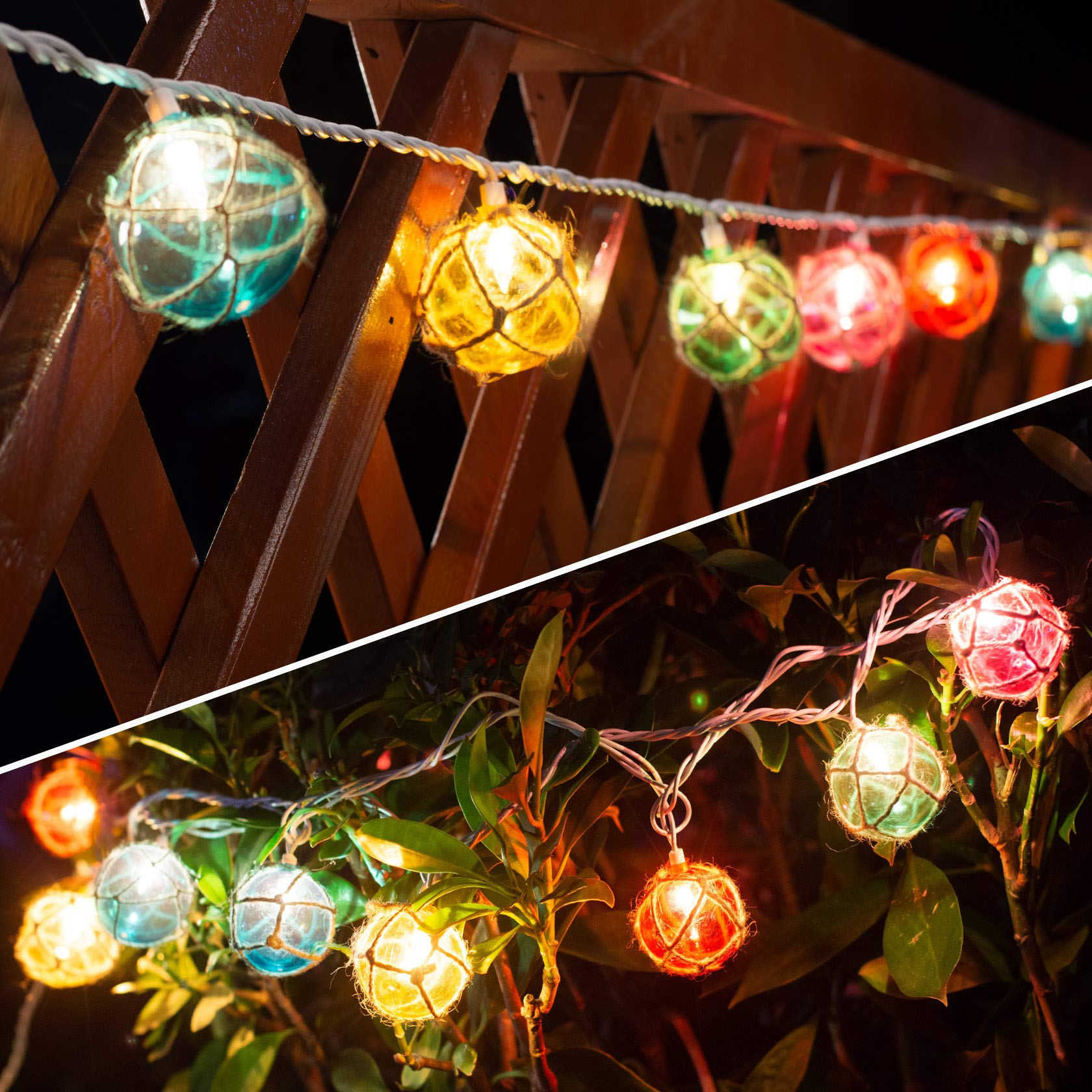 Brillarlights Nautical Fishing Float String Lights, Beach Themed Buoy Lights Set of 10 Multicolor