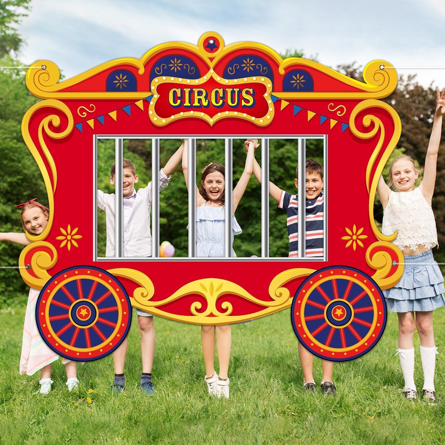 Yiaoyinnz Circus Party Decorations Carnival Cage Shaped Photo Backdrop Circus Photo Booth Props