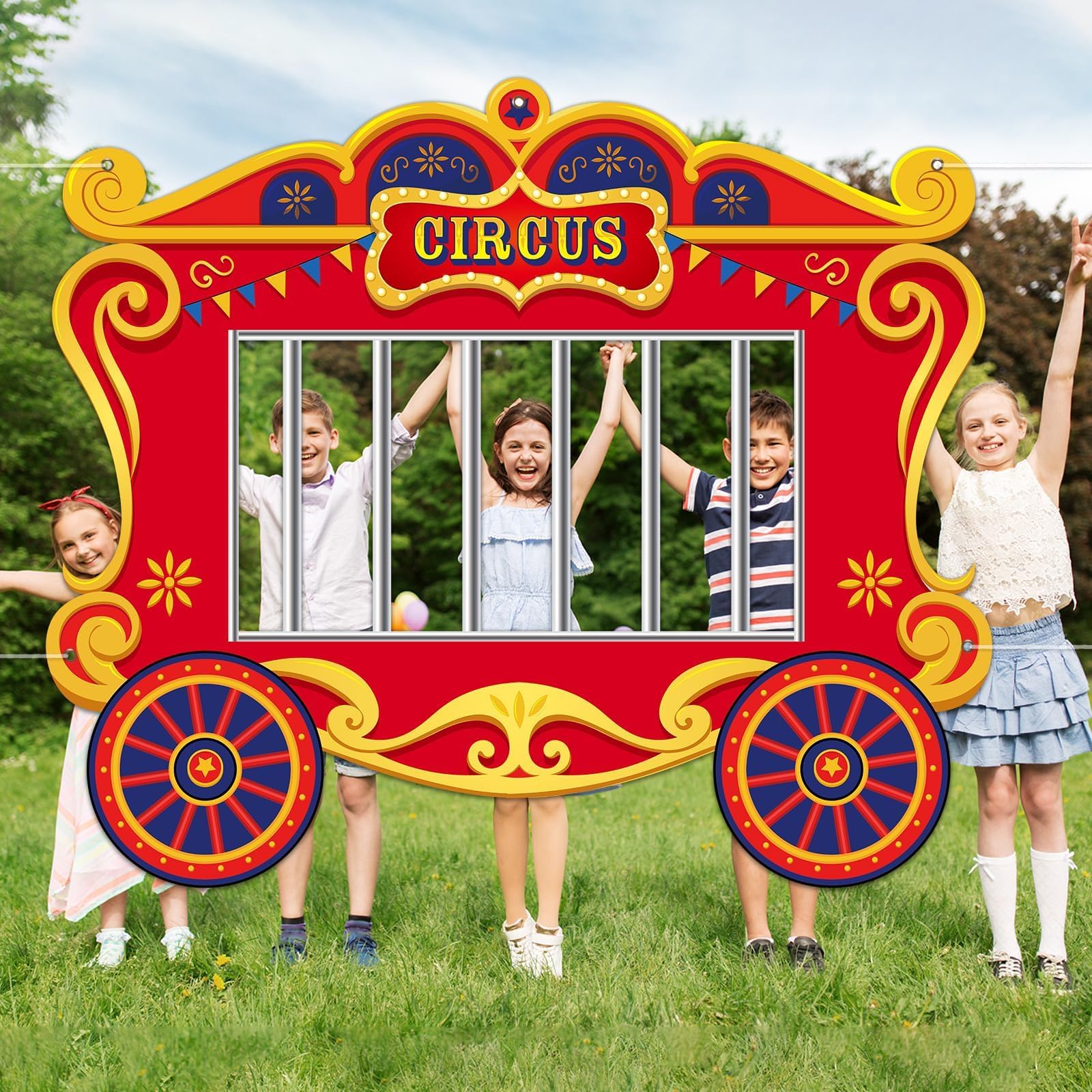Yiaoyinnz Circus Party Decorations Carnival Cage Shaped Photo Backdrop Circus Photo Booth Props