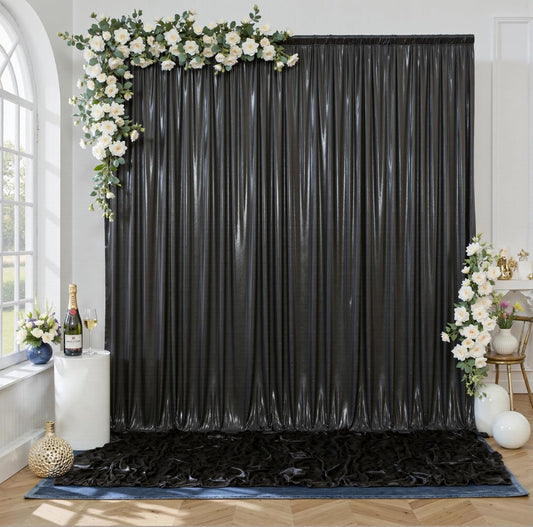 gogoparti 10x10FT Black Sequin Backdrop Curtain - 2 Panels of 5x10FT Wrinkle-Free Glitter Drapes for Photography, Birthdays, Weddings & Graduations