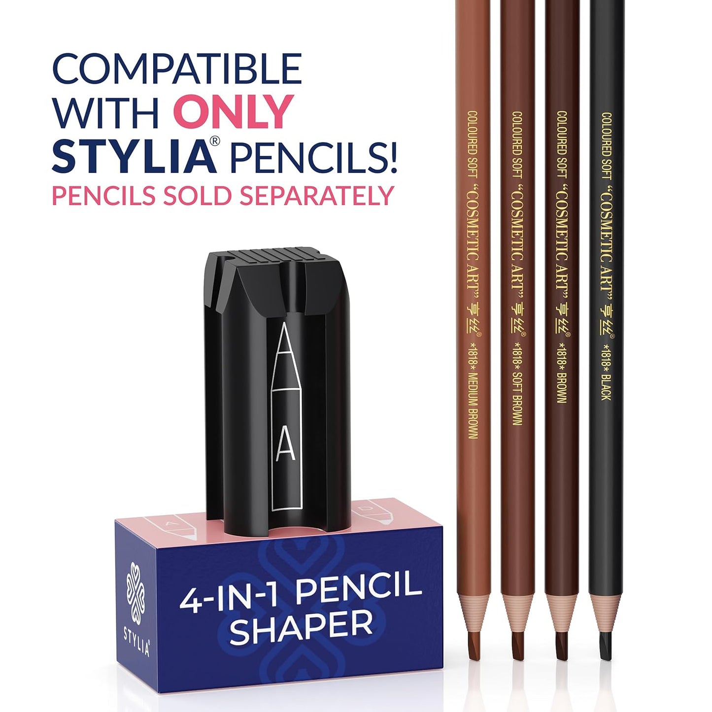 4-in-1 Plastic Duckbill-Shape Eyebrow Pencil Shaper - Eye Makeup Shaping Tool for Waterproof Peel Off Brow Pencils - Compact Cosmetic Shaper for Beginners & Professional