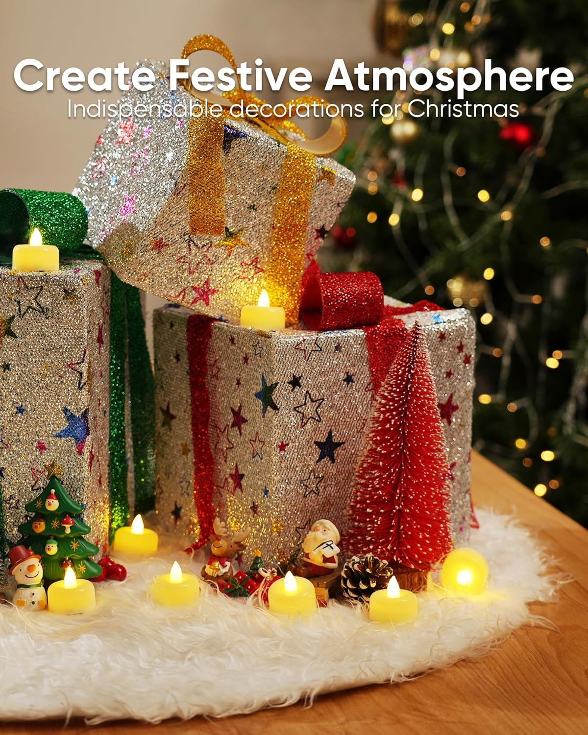 Amagic 50Pack Flameless LED Tea Lights Candles Battery Operated, Electric Fake Tealight Candles for Votive, Halloween, Christmas, Home Decor, Wedding, Table Decor (50Pack)