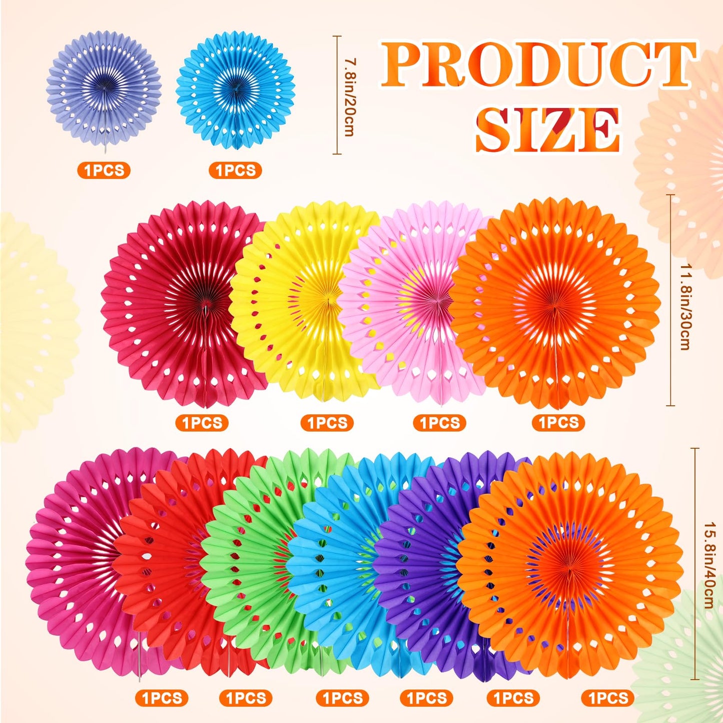 BestoFun 12PCS Paper Fans Mexican Party Decorations Colorful Paper Fans Tissue Paper Flowers