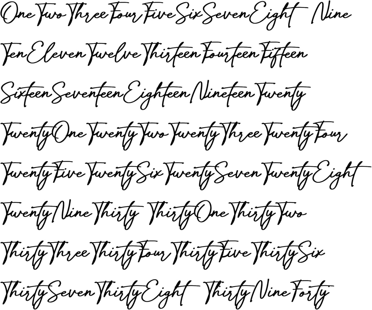 Cursive Wedding Table Number SET, DIY thin modern Black or White acrylic cutouts with silicone glue included. Words only, no backing (One - Twenty Five, Gloss White)