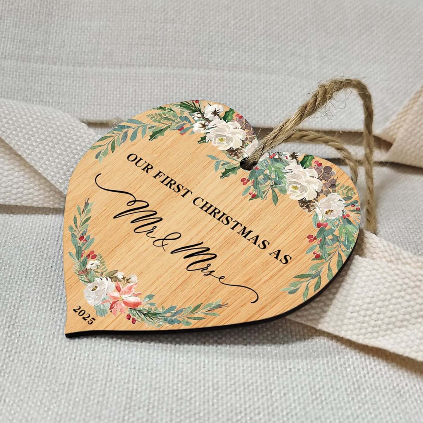 2025 First Christmas Married Ornament,First Year as Mr and Mrs Christmas Hanging Ornament Wedding Decoration for Couple