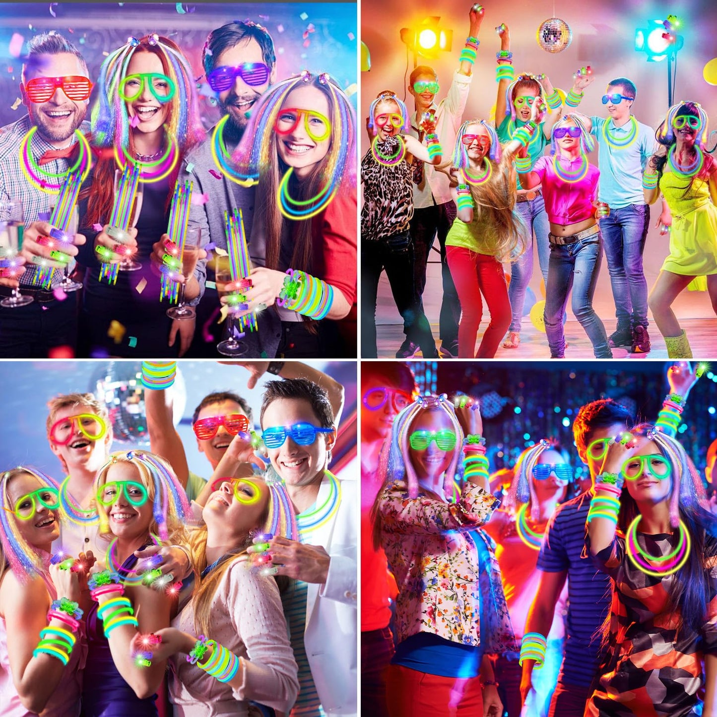 OLUPP Glow in the Dark Party Supplies, 264 PCS Light Up Party Favors with LED Glasses,Glow