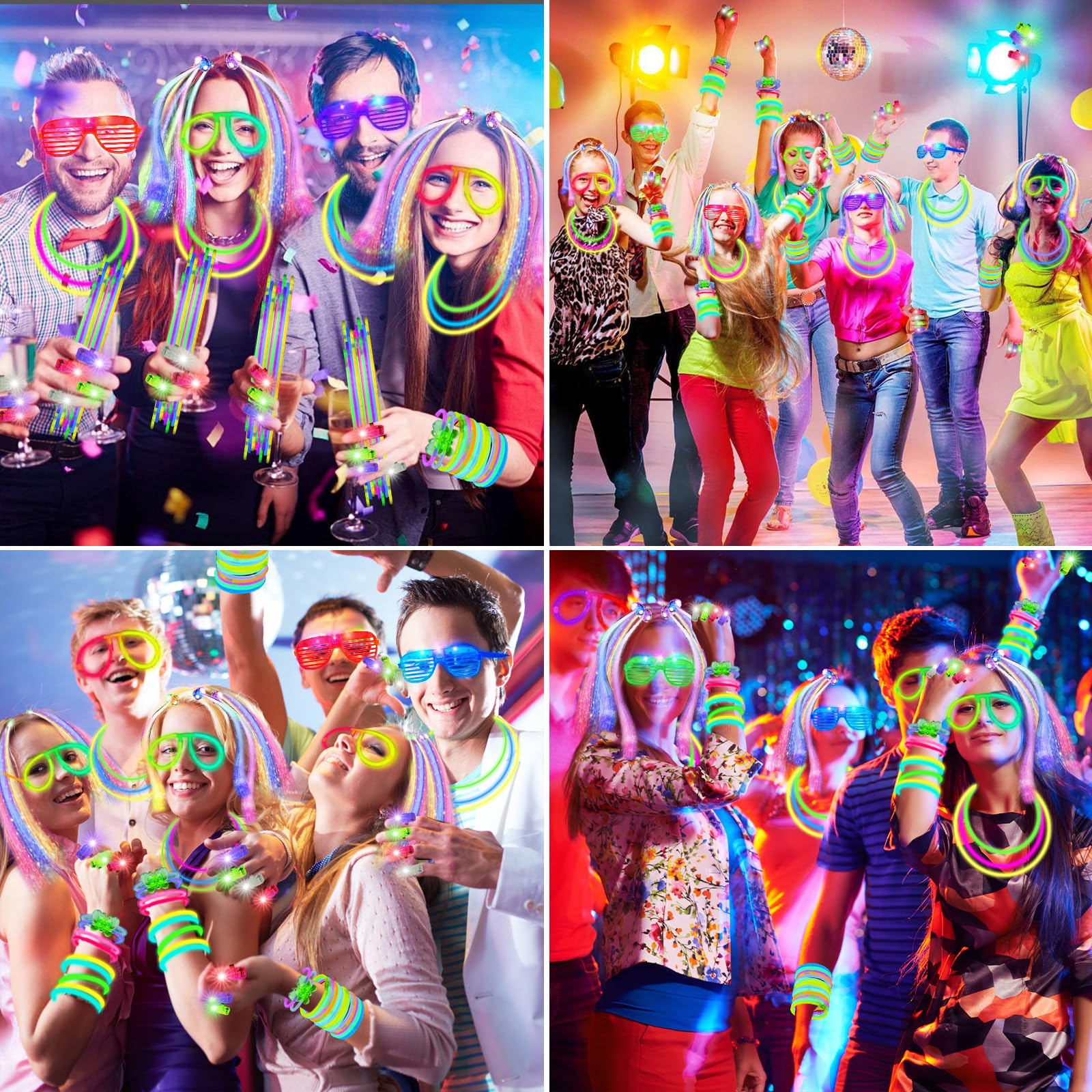 OLUPP Glow in the Dark Party Supplies, 264 PCS Light Up Party Favors with LED Glasses,Glow