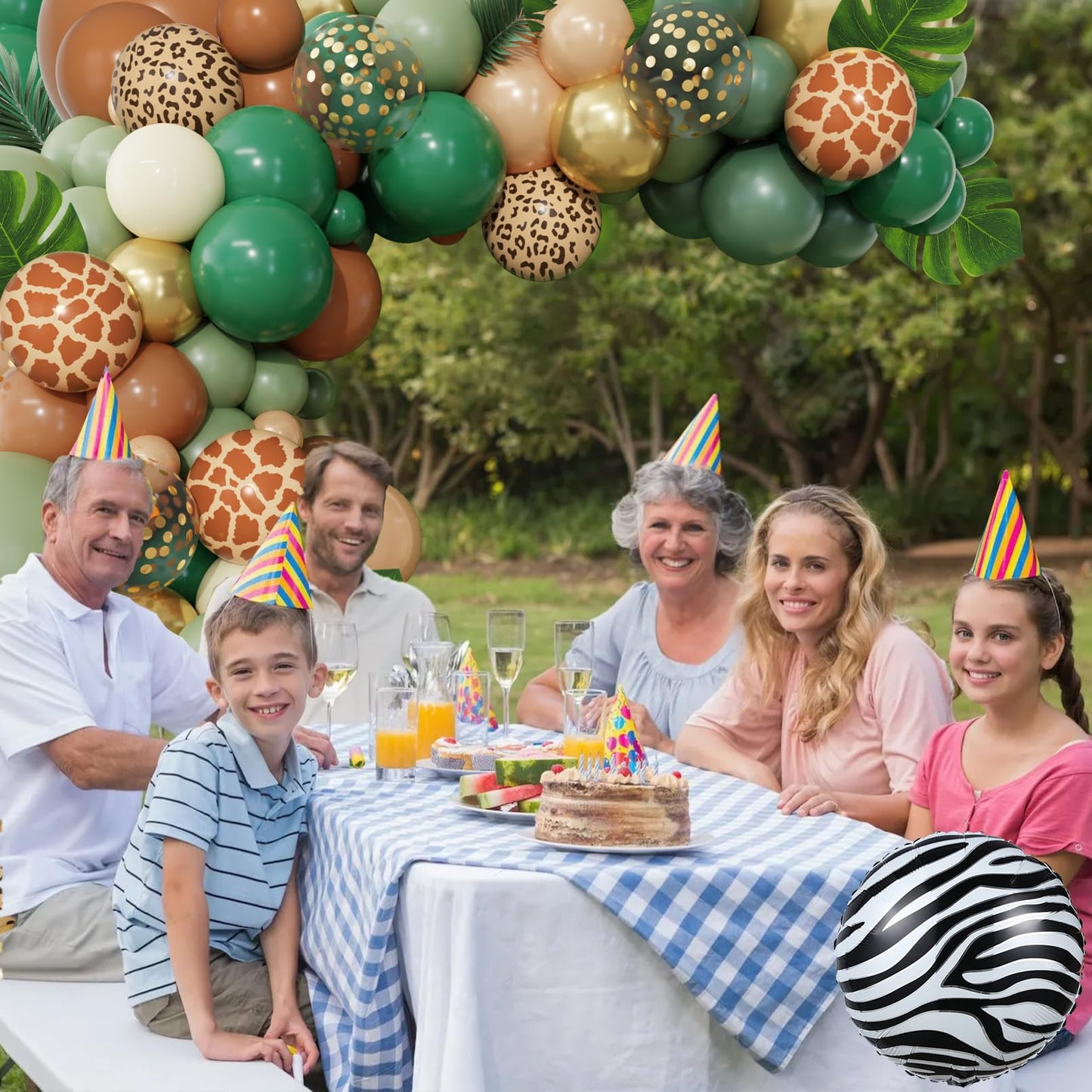 170Pcs Jungle Safari Balloons Arch Garland Kit with Palm Leaves
