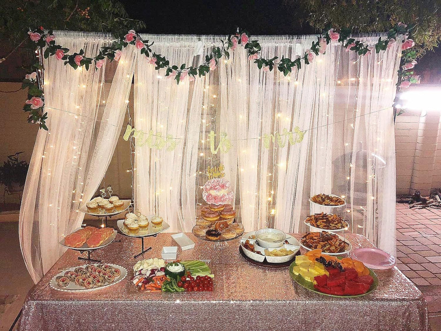 UKELER 2 Pack Artificial Flowers Garland Total 14FT Pink Rose Vines Hanging Flower Plants for Home Garden Party Outdoor Ceremony Wedding Arch Floral Decor