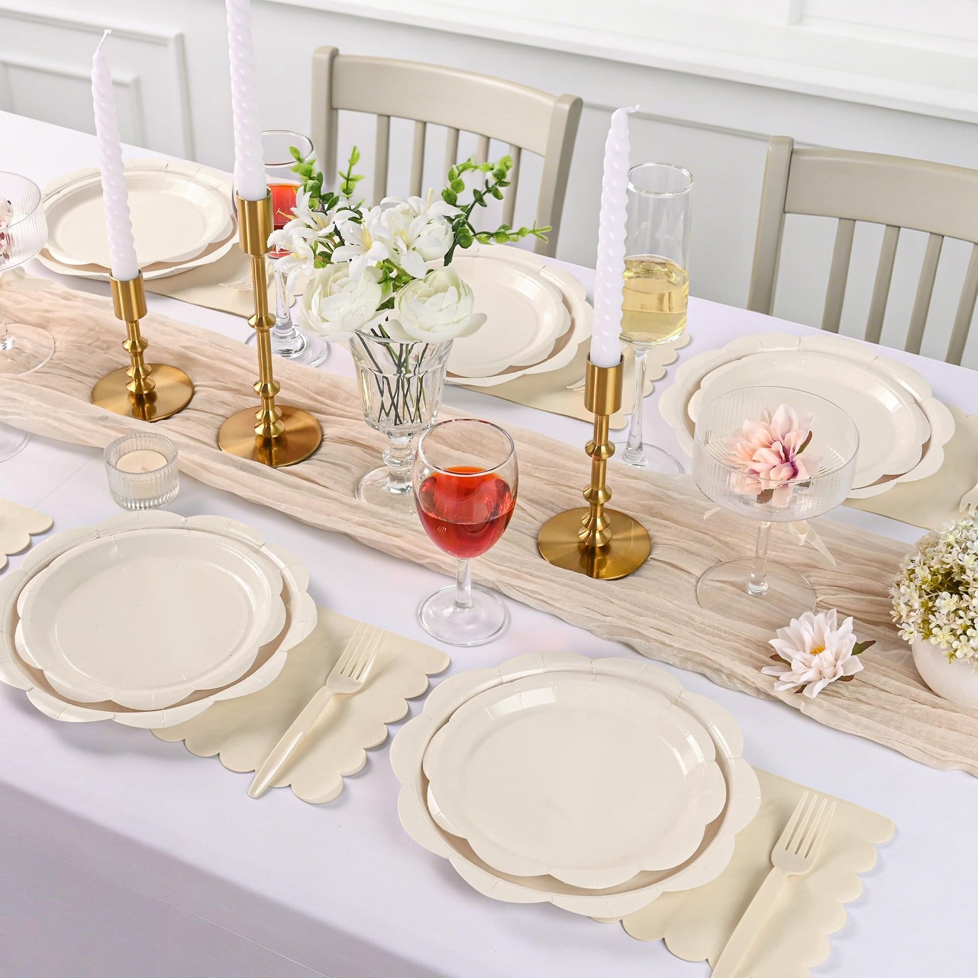 96 Pcs Ivory Paper Plates and Napkins Set Party Supplies Serve for 24 Guest