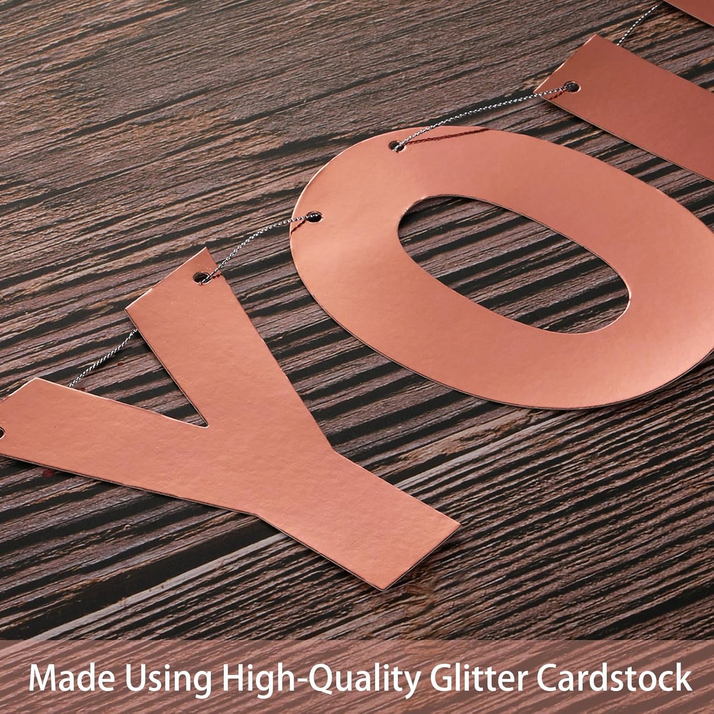 TaoBary 112 Pcs DIY Letter Custom Banner Glitter Customizable Banner Kit Including 107 Letters and Numbers 3 Rope for Valentine Birthday Party(Bright Rose Gold)