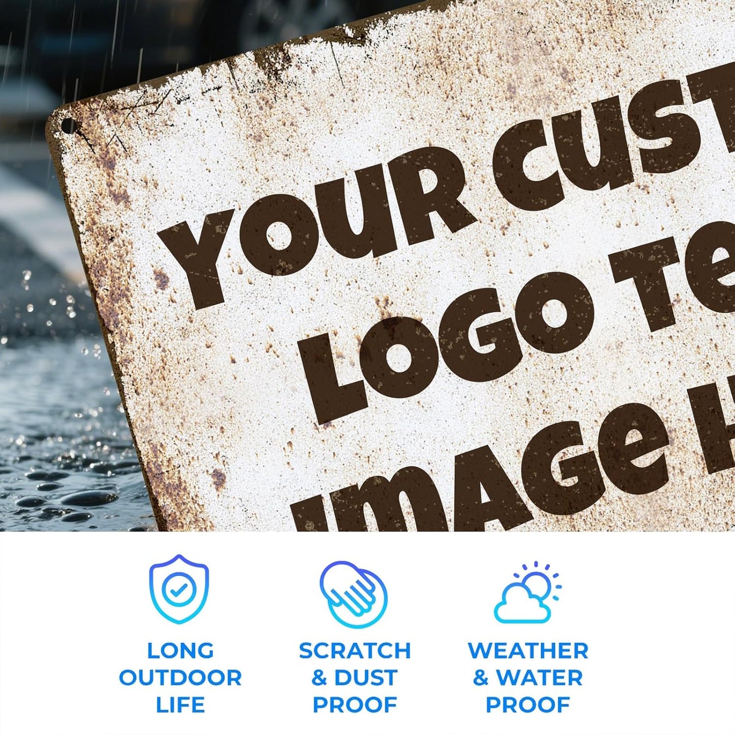 Personalized Metal Sign Custom with Photo Text Logo for Outdoor Yard Garden Home Business Wedding Wall Decor Street Sign Style (Vertical)