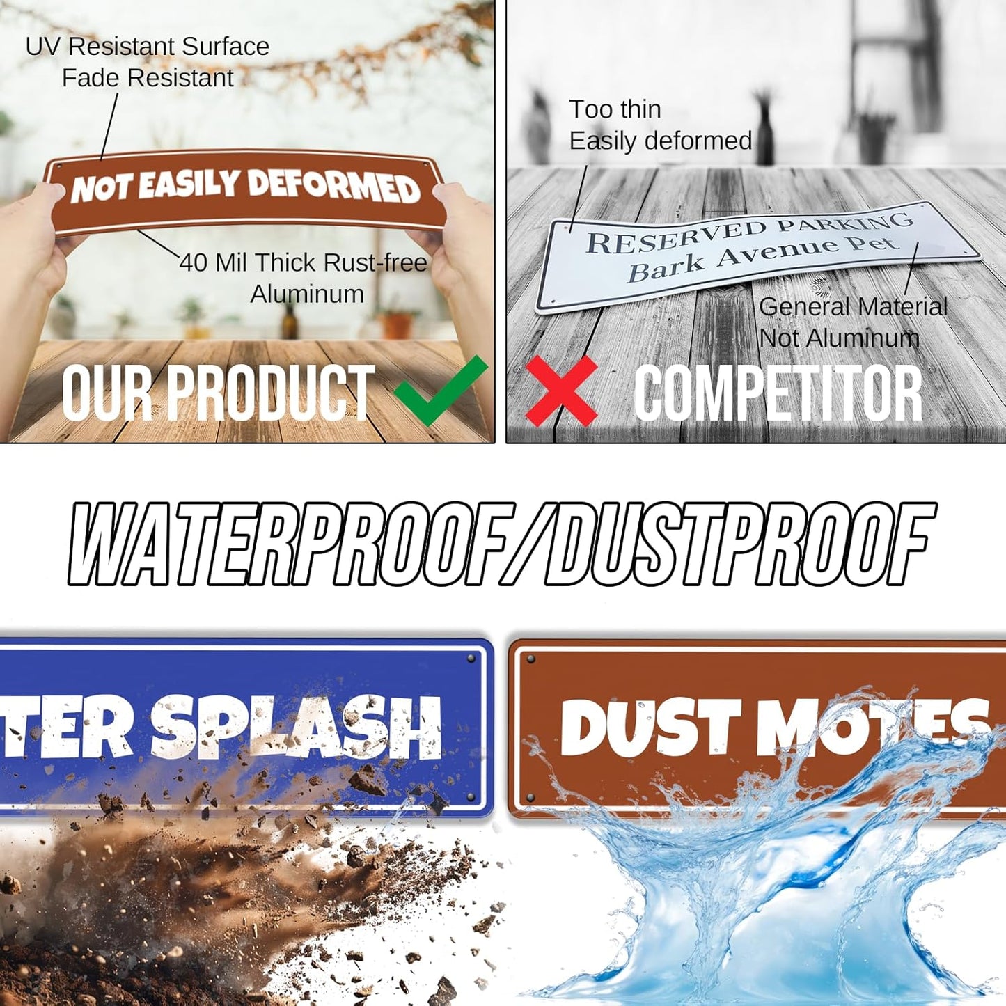 Custom Signs Outdoor Metal - 16 x 4 Personalized Aluminum Rust-Proof Entrance Hazard Intersection Parking Street Signs，Decorative Sign