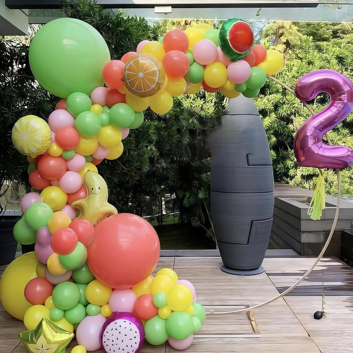 Hawaiian Balloons, Tropical Balloons Green Pink White Yellow Balloon Confetti Balloon for Beach Summer Baby Shower Luau Flamingo Tropical Theme Birthday Party Wedding Decorations