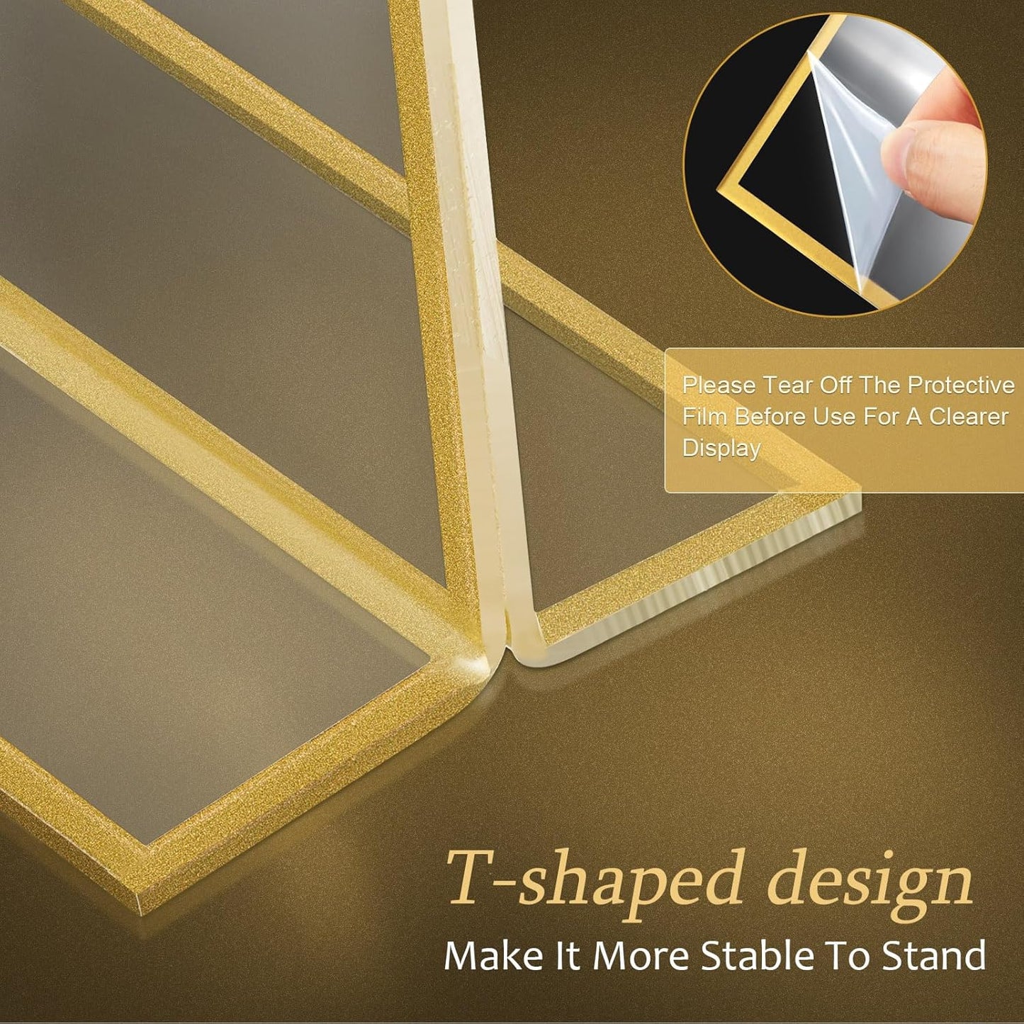 Hoteam 24 Pack 4 x 6/6 x 4 Clear Acrylic Sign Holder with Gold Border, Gold Picture Frame, Double Sided Wedding Table Number, Acrylic Menu Stands for Wedding Table, Restaurant Sign, Photos Display