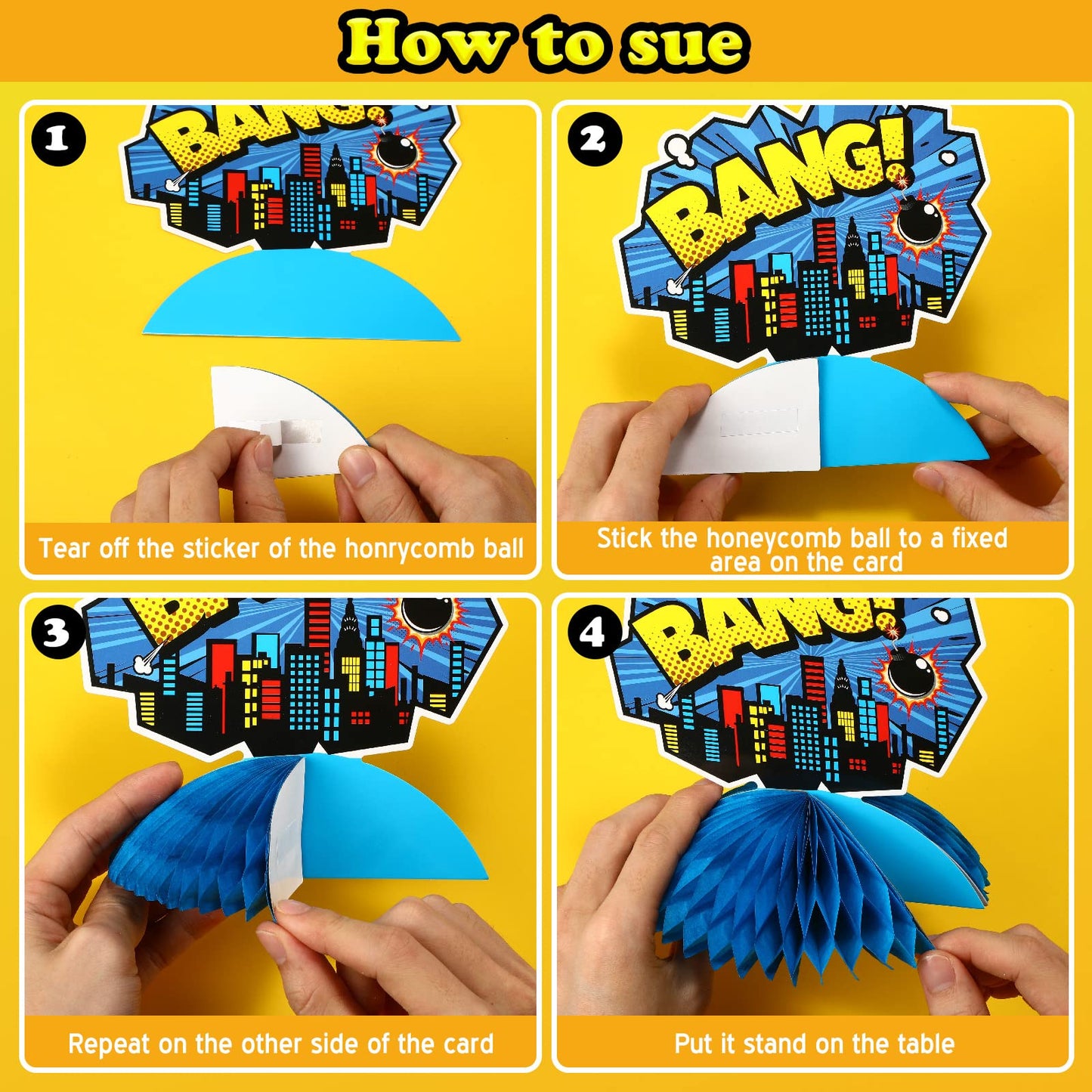Funrous 11 Pcs Hero Party Decoration Hero Honeycomb Centerpieces,Classic