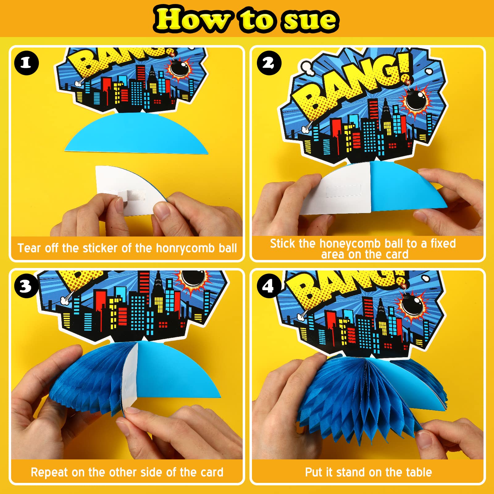 Funrous 11 Pcs Hero Party Decoration Hero Honeycomb Centerpieces,Classic