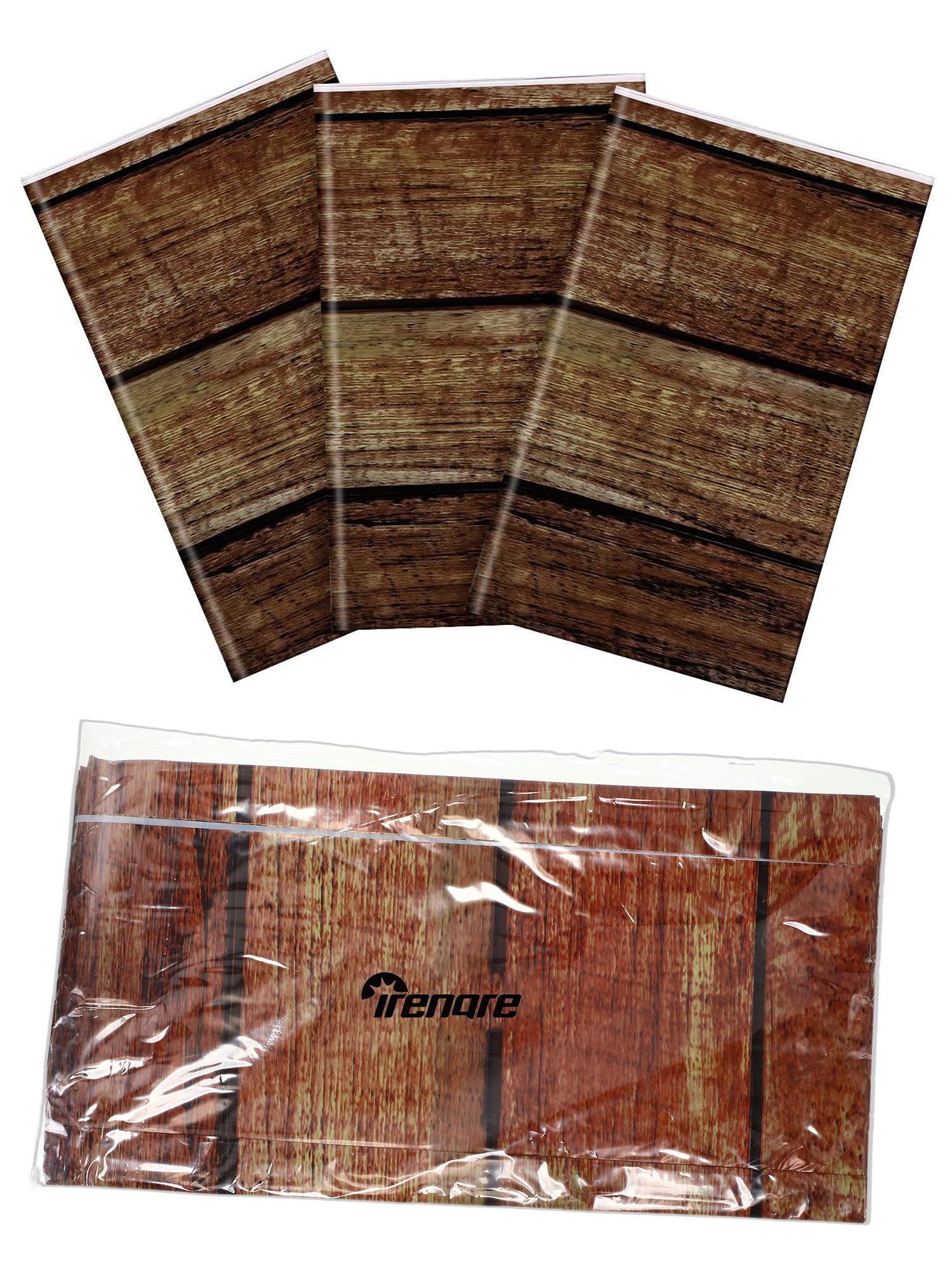 Irenare 3 Pcs Brown Wood Grain Western Tablecloth Plastic