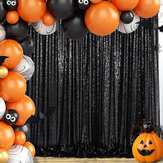 ShinyBeauty 10x10FT Black Sequin Backdrop | Photography & Wedding Background | Glitter Photo Booth Backdrop | Perfect for Baby Birthday Parties & Events | Durable & Elegant Curtain