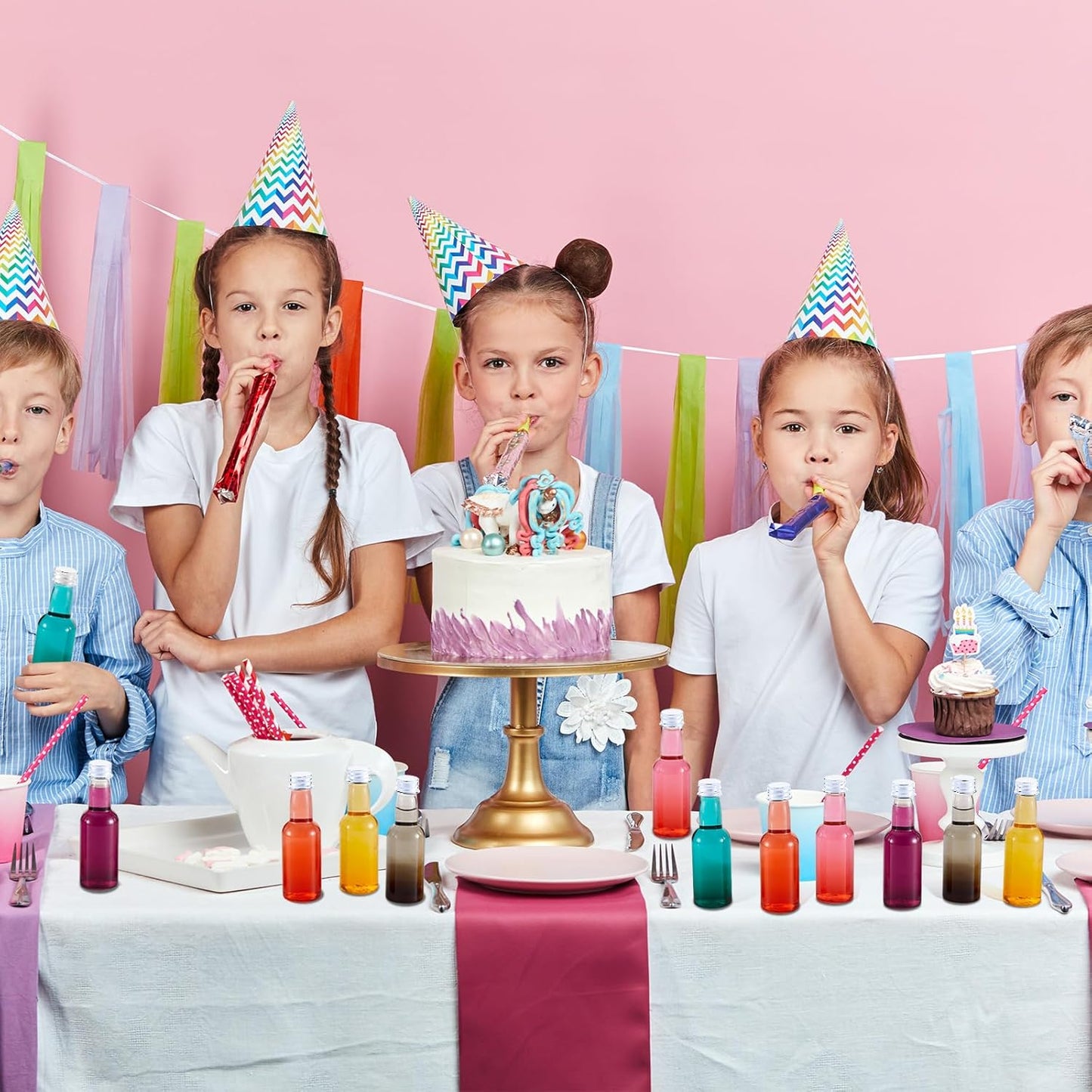 Tessco 100 Pcs Mini Liquor Bottles Plastic Mini Salad Dressing Bottle Christmas Small Shooter Alcohol Holders with Cap Wine Hot Sauce(1.7 Oz,White)