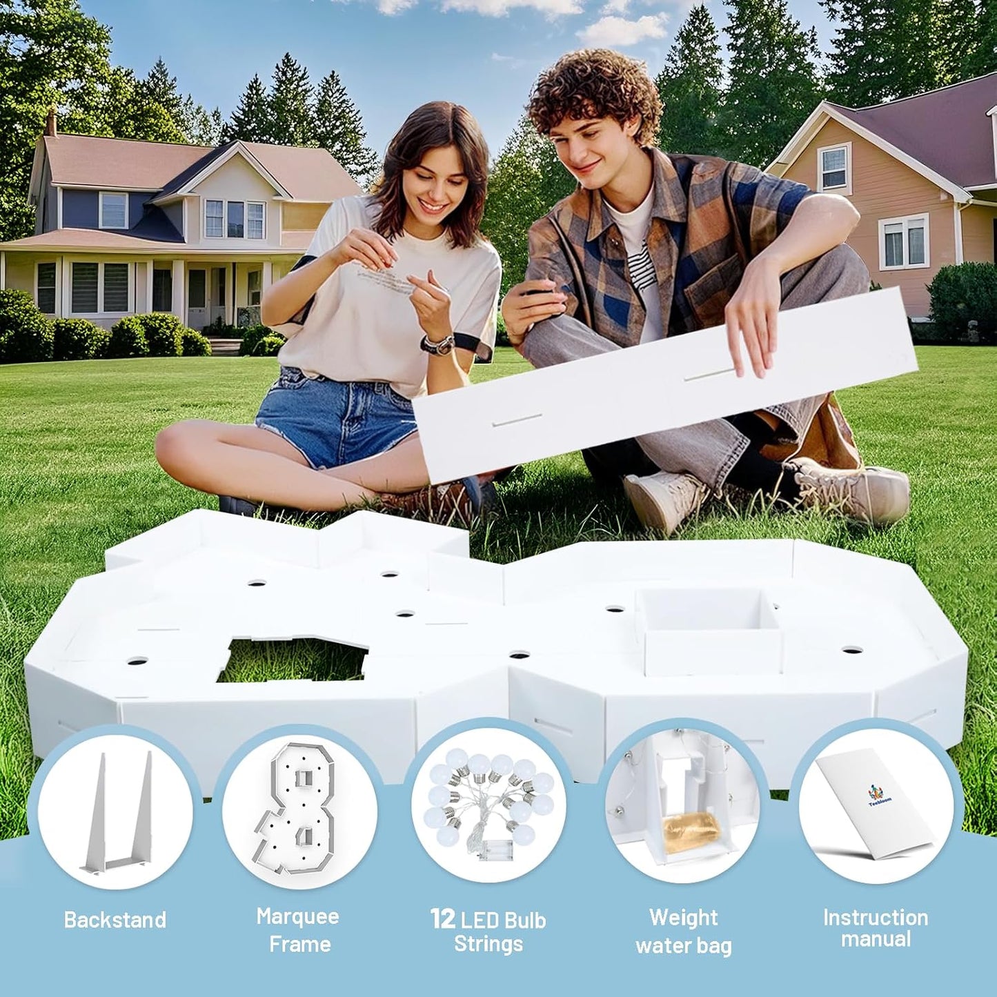 4FT Marquee Light Up Letters - Cool White Light Up Letters & with Fixed Water Bag, Party Decoration Large Marquee Light Up Letter can Be Used for Wedding Decoration, Birthday Party Deco