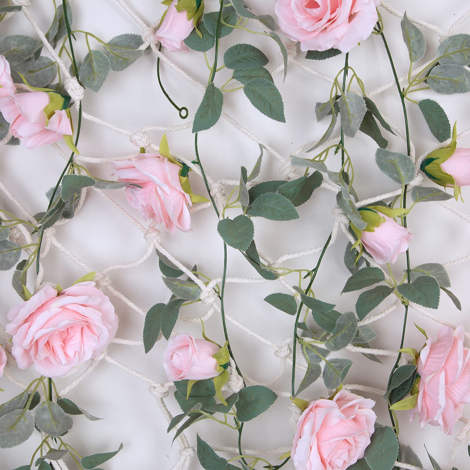TELDRASSIL 4Pcs(26 FT) Artificial Rose Vine Fake Flower Garland Fake Silk Rose Hanging Vine for