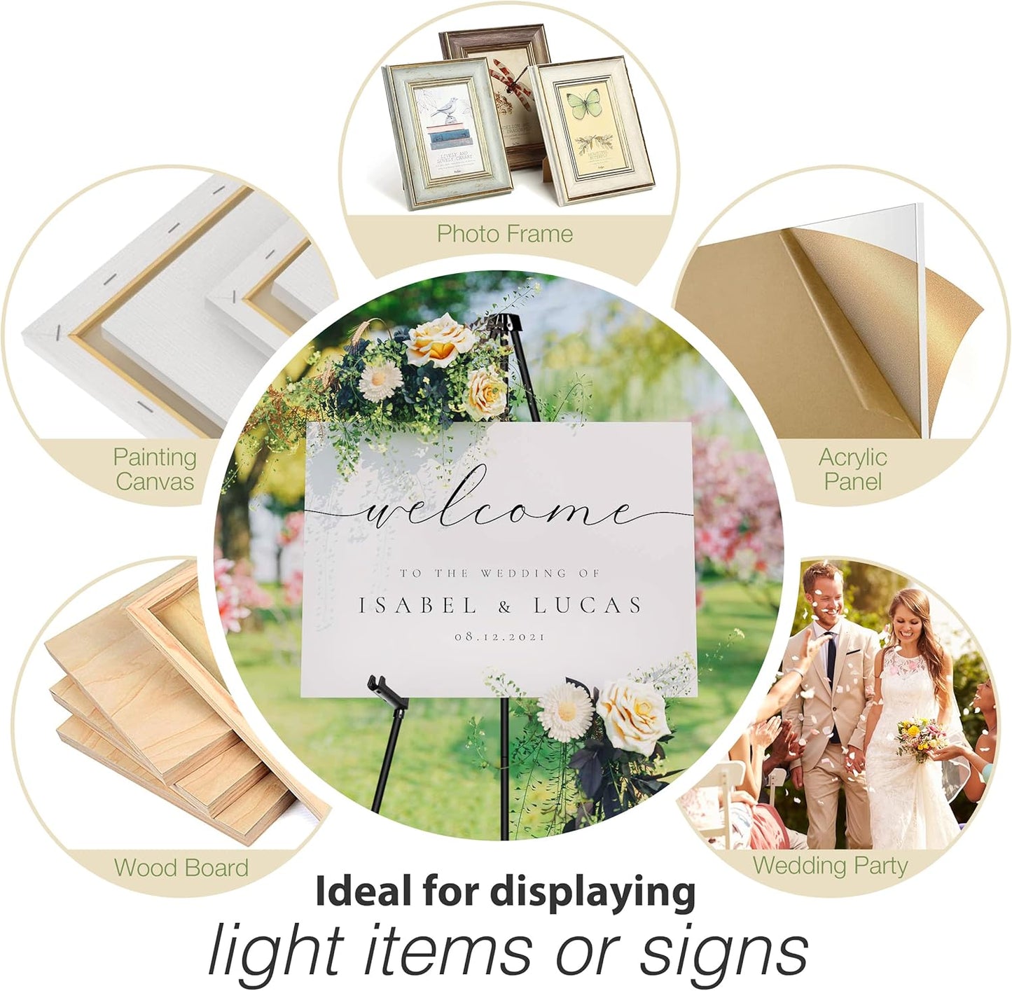 63" Display Easel Stand - 2Packs Art Easels for Wedding Sign Poster Stand Folding Floor Adjustable Metal Black Easel Instant Tripod Easel for Painting Wedding Welcome Sign Stand