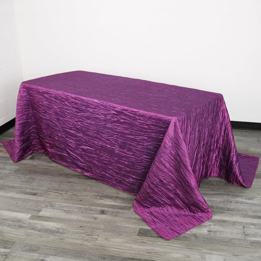 YOUR CHAIR COVERS - 90 x 132 inch Rectangular Crinkle Taffeta Tablecloth - Purple, Rectangle Table Linens for 6 ft Rectangular Tables, Wedding Crushed Table Cloth