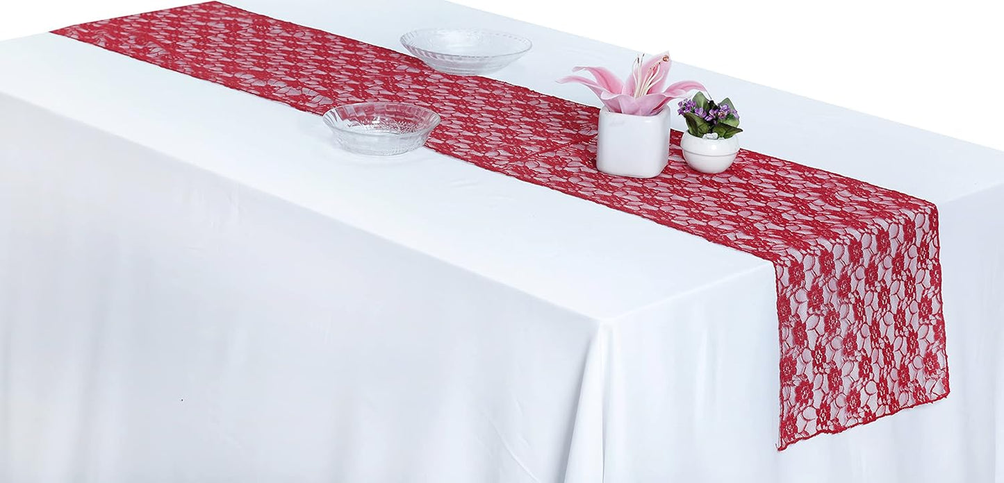 MDS Pack of 12 Wedding 12 x 108 inches Satin Table Runner for Wedding, Decorations for Birthday Parties, Banquets, Graduations, Engagements, Runners fit Rectangle, Round Table- Apple red