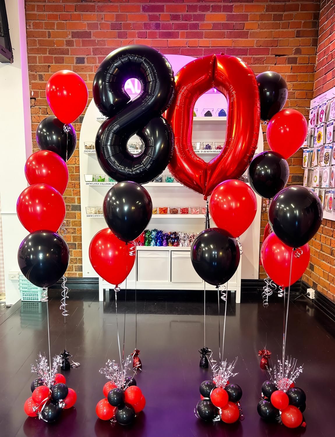 Red and Black Balloons - 12 Inch Red Black Latex Balloons Glitter Confetti Balloon Party Balloon for Racing Car Poker Card Casino Party Decorations, Birthday Wedding Party Supplies