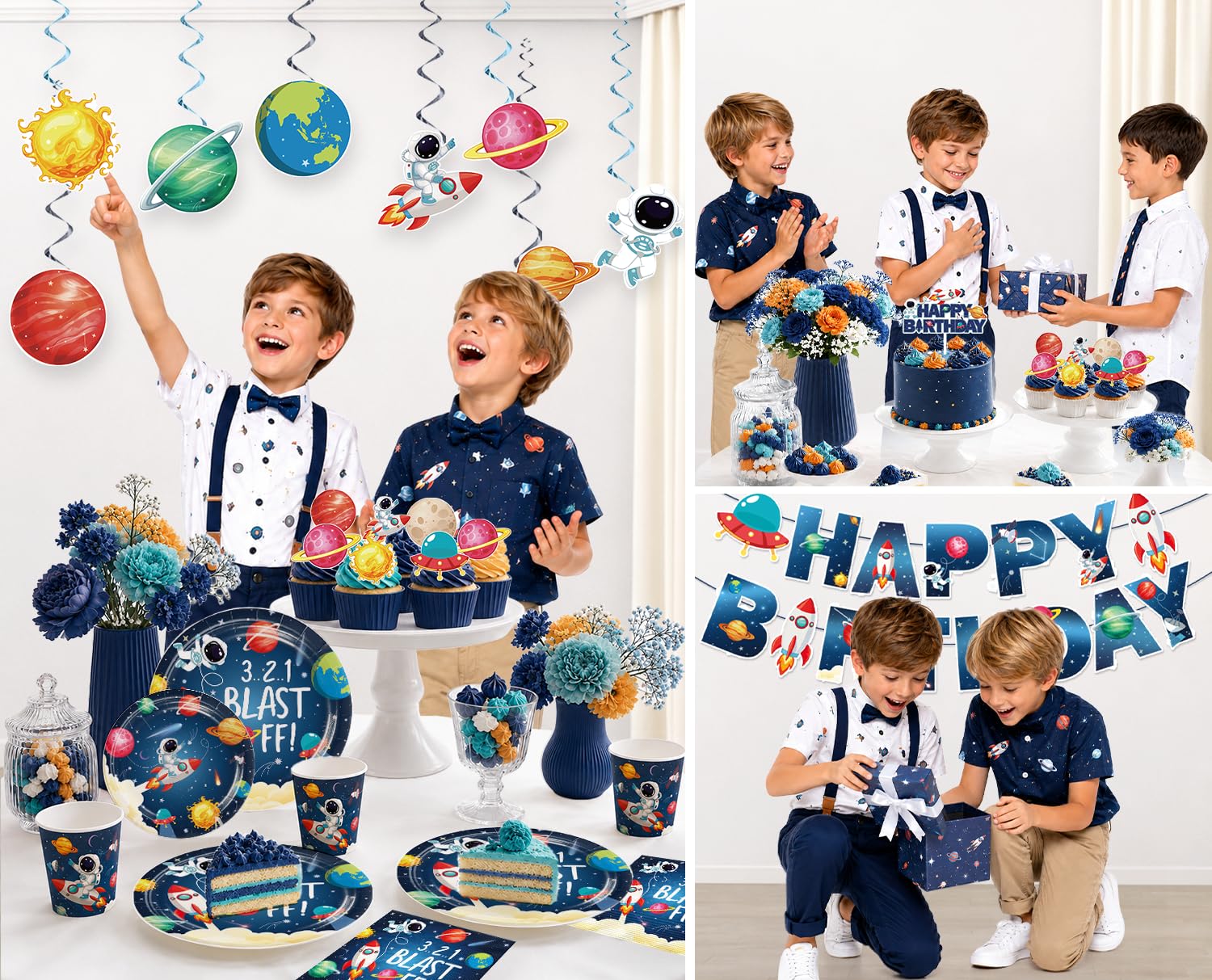 Yingoto 213pcs Space Themed Party Decorations for Boys, Serves 25