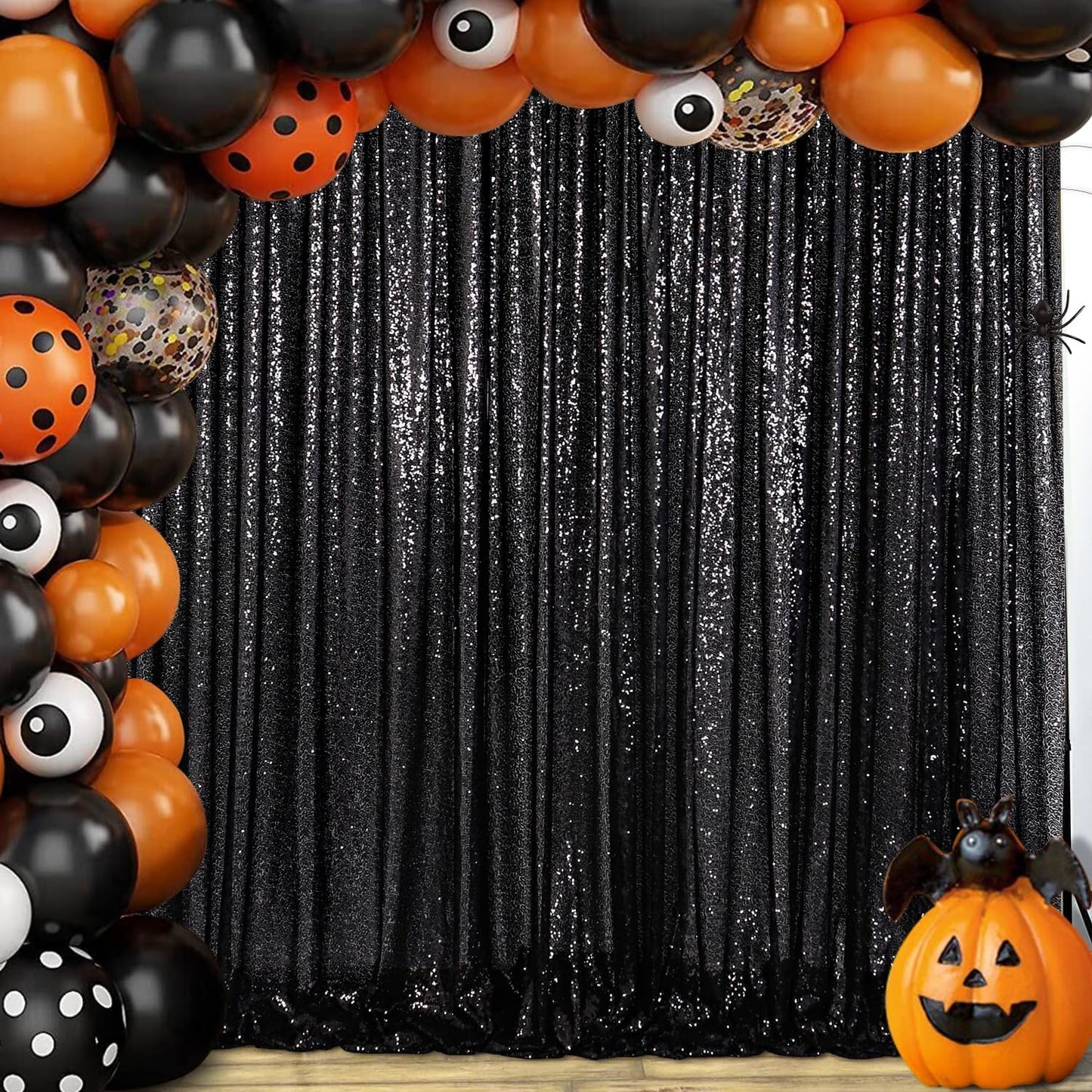 ShinyBeauty Black Sequin Backdrop 10FTx10FT Photo Backdrops for Wedding Sparkle Backdrop for Photograph Glitter Curtains for Baby Shower Party Shimmer Fabric Background