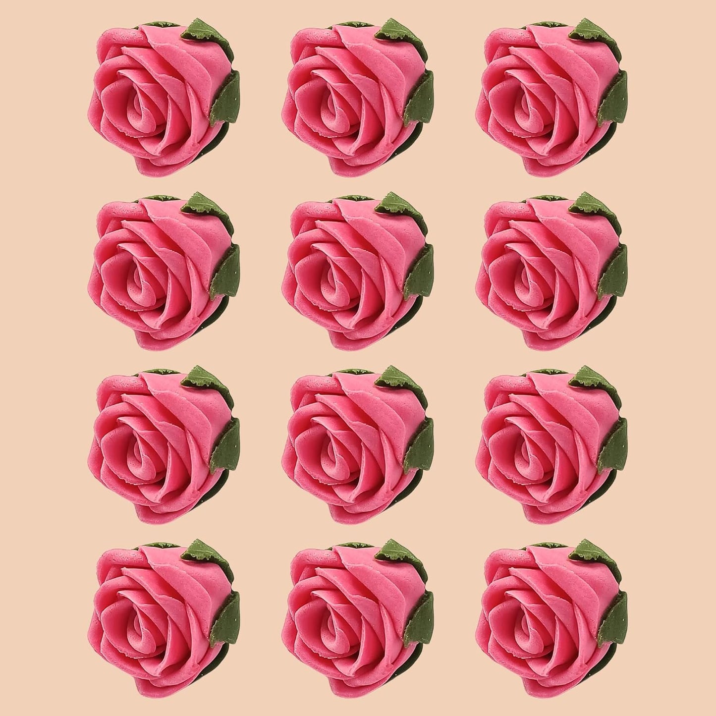 Confect Edible Pink Flamingo Rose Toppers – Edible Roses for Cake Decorating – Vibrant Floral Toppers for Desserts-Vegan, Gluten-Free, Nut-Free, Soy-Free, Dairy-Free, Palm Oil-Free - Pack of 12